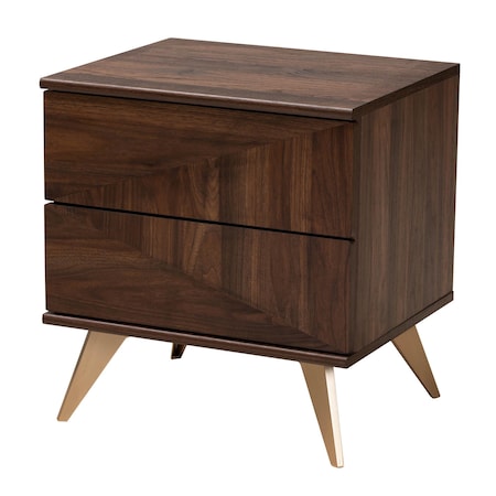 Baxton Studio Graceland Mid-Century Modern Transitional Walnut Brown Finished Wood 2-Drawer Nightstand 233-13277-ZORO